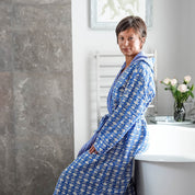 COTTON HOODED ROBE - BLUE LOTUS