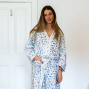 COTTON HOODED ROBE - BLUE BUTTERCUP