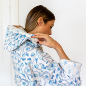 COTTON HOODED ROBE - BLUE BUTTERCUP