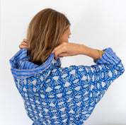 COTTON HOODED ROBE - BLUE LOTUS