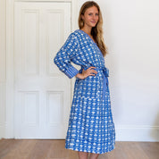 COTTON HOODED ROBE - BLUE LOTUS