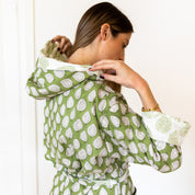 COTTON HOODED ROBE - GREEN LEAF