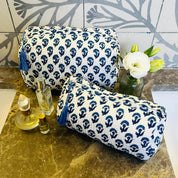COTTON WASH BAG - BLUE BUTI