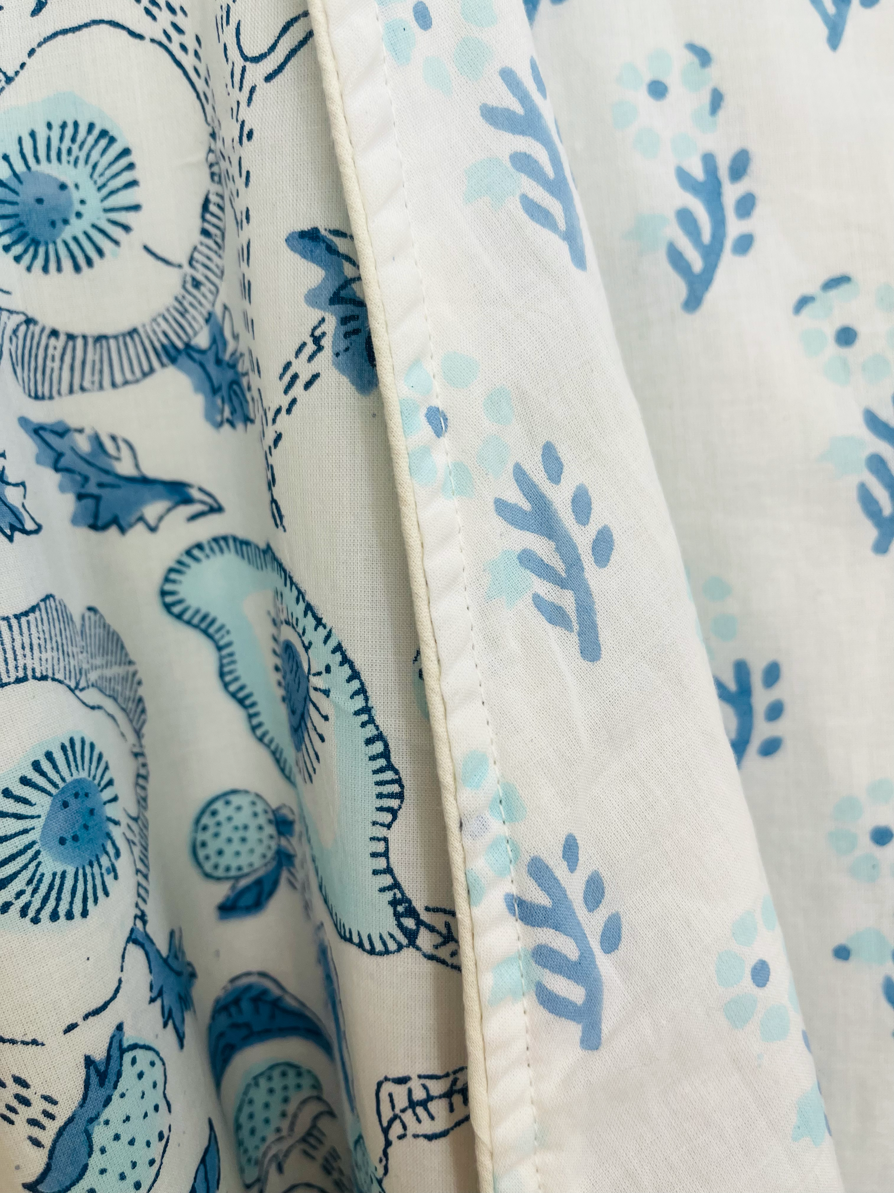 COTTON HOODED ROBE - BLUE BUTTERCUP