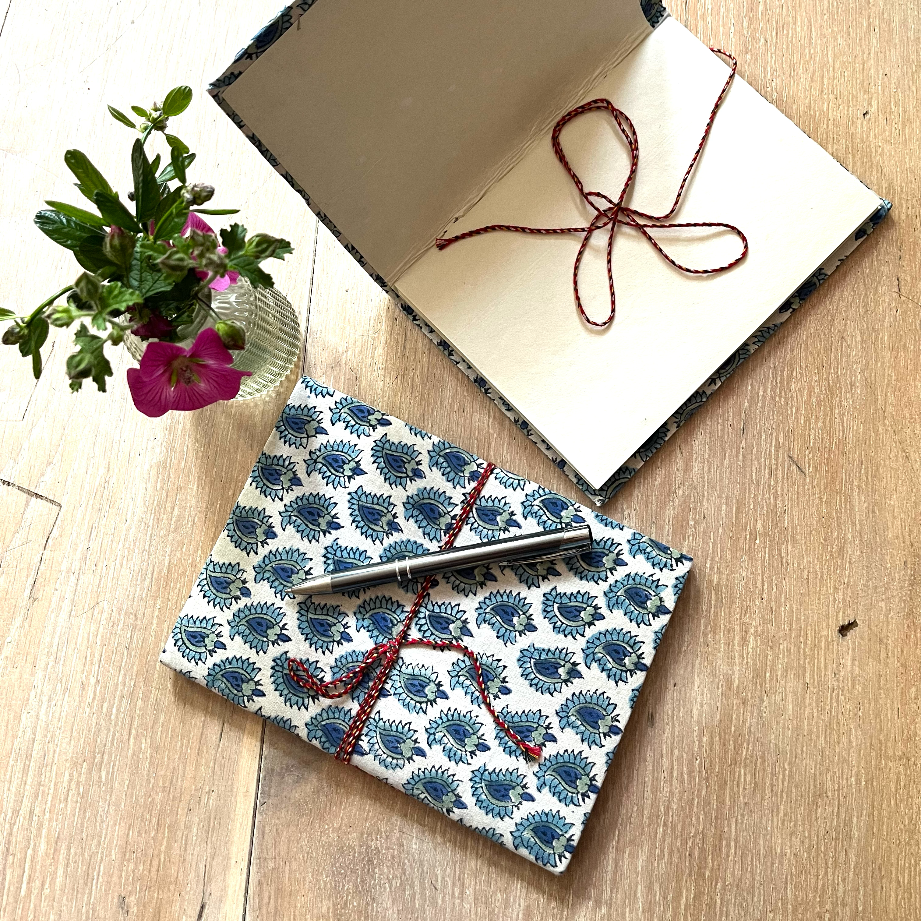 HAND MADE NOTEBOOK - BLUE FLOWER