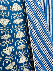 COTTON HOODED ROBE - BLUE LOTUS