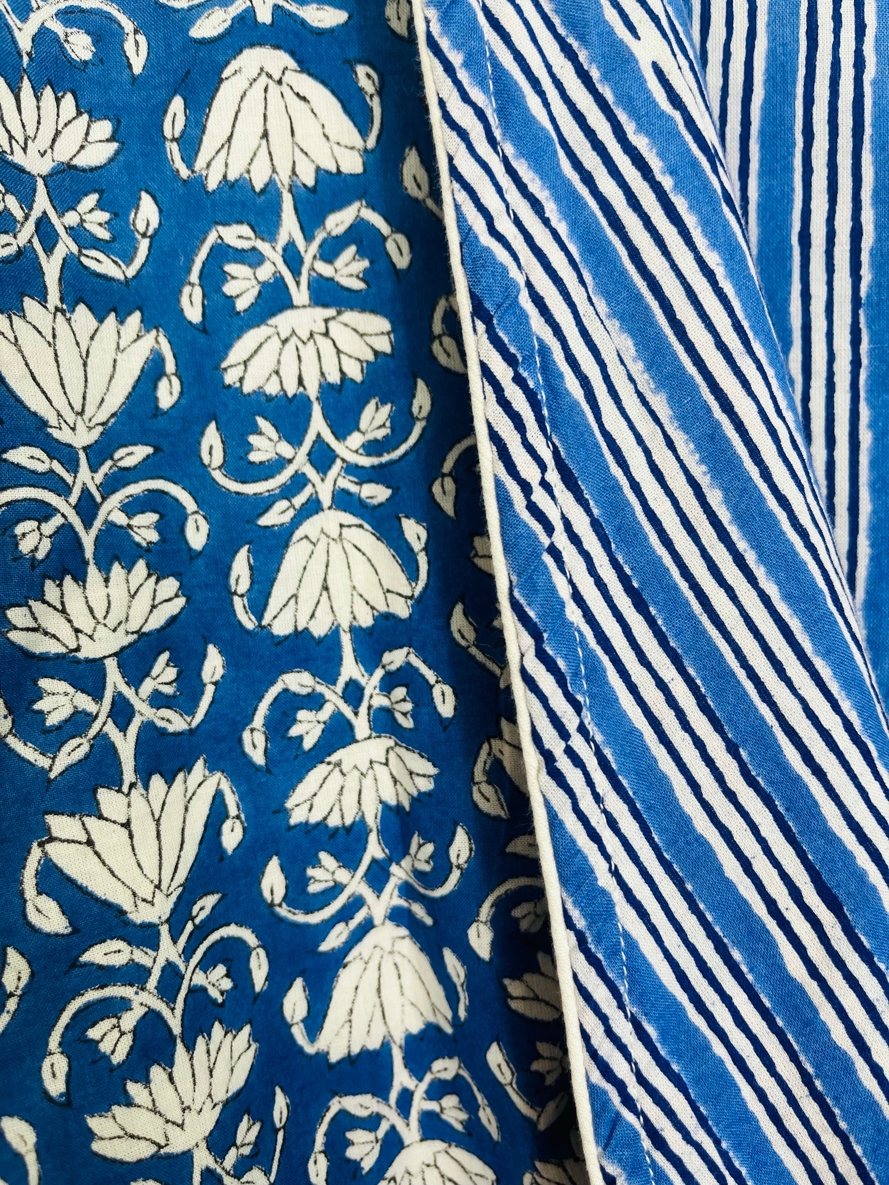 COTTON HOODED ROBE - BLUE LOTUS
