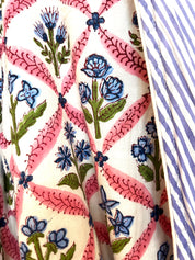 HOODED ROBE - BLUE TRELLIS