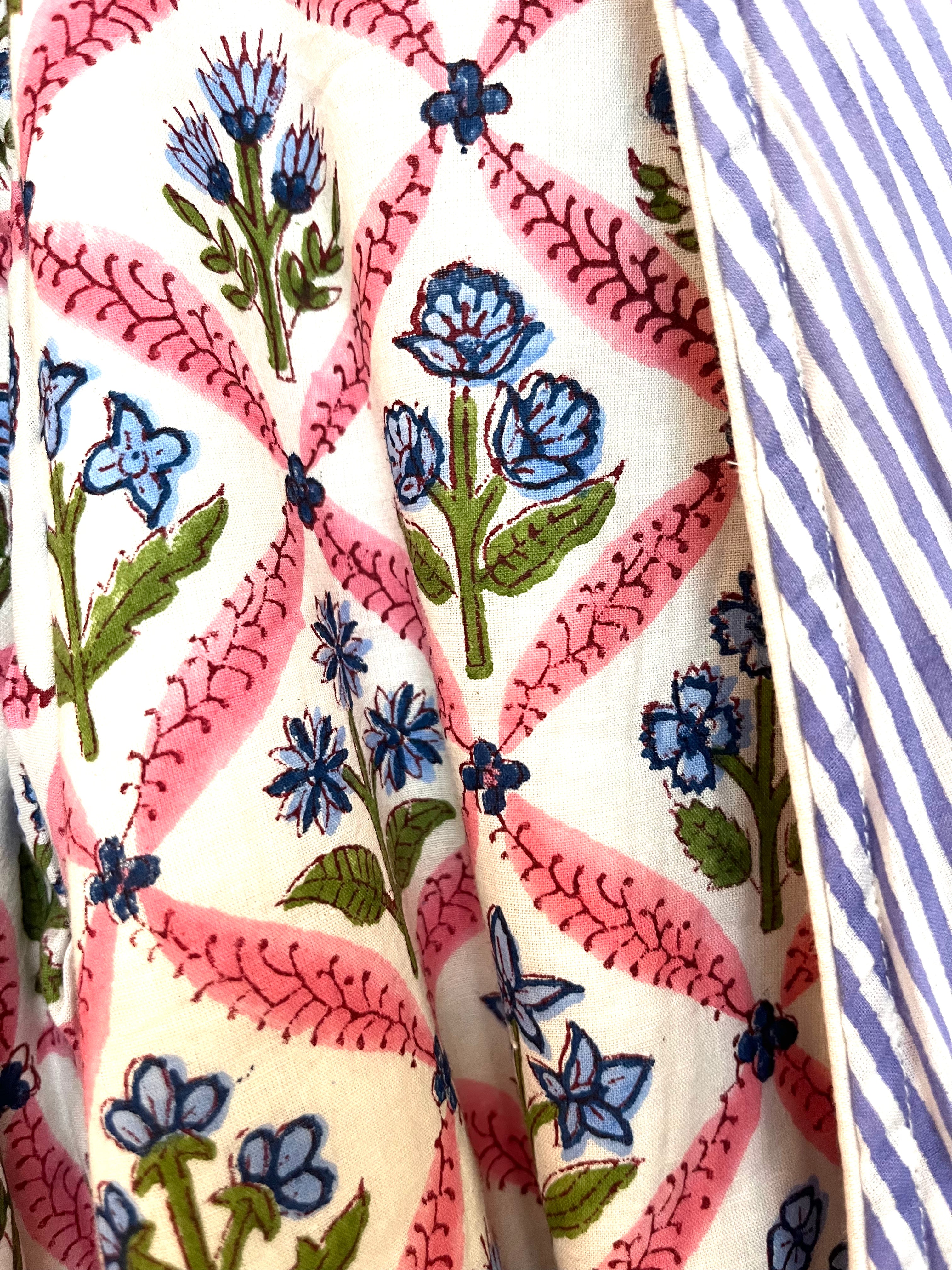 HOODED ROBE - BLUE TRELLIS