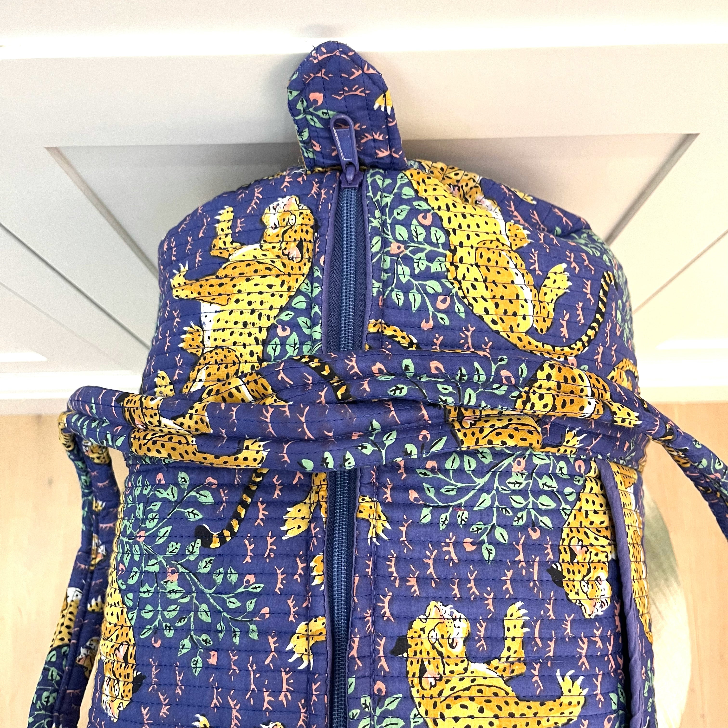 WEEKEND BAG - COBALT BLUE LEOPARD
