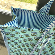 COTTON TOTE BAG -PALE TURQUOISE