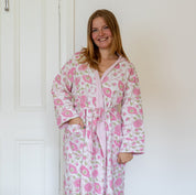 COTTON HOODED ROBE - PINK BUTTERCUP