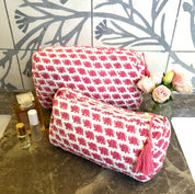 COTTON WASH BAG - PINK ELEPHANT