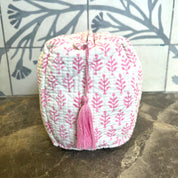 COTTON WASH BAG - PINK FERN
