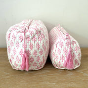 COTTON WASH BAG - PINK FERN