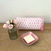 COTTON WASH BAG - PINK FERN