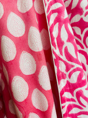 COTTON HOODED ROBE - PINK LEAF