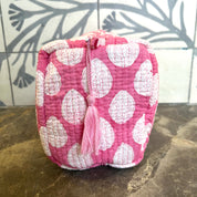 COTTON WASH BAGS - PINK LEAF