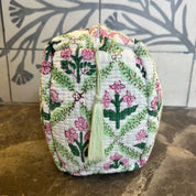 COTTON WASH BAG - PINK TRELLIS