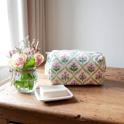 COTTON WASH BAG - PINK TRELLIS