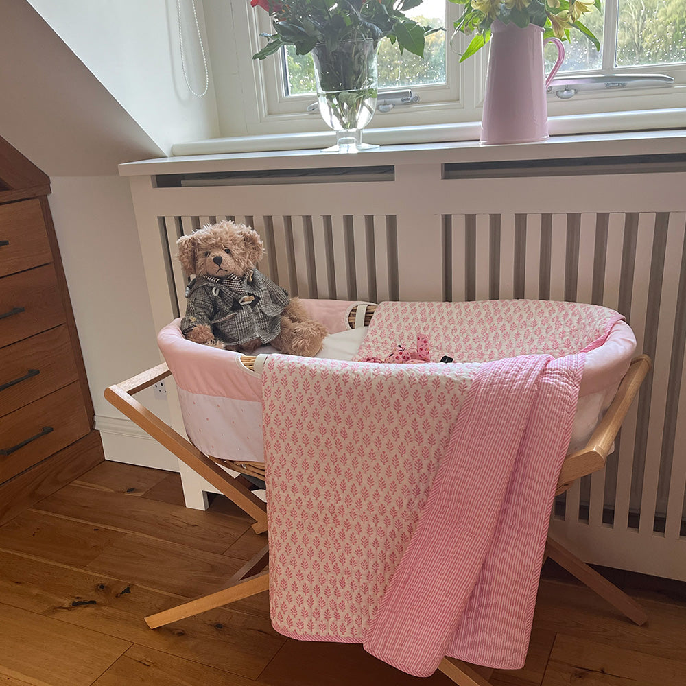 BABY QUILT PINK FERN NAMOONA