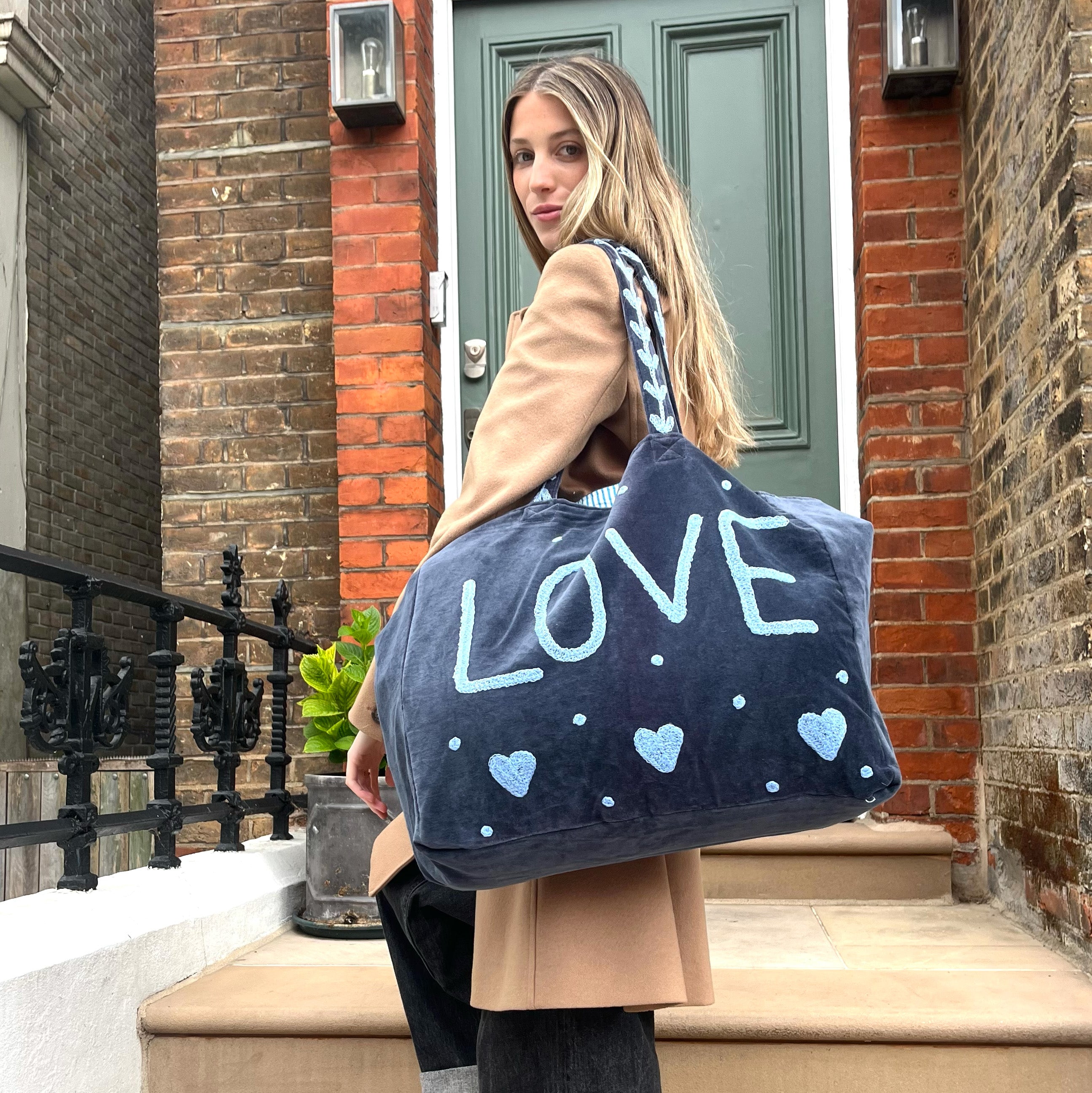 VELVET LOVE BAG- SAPPHIRE AND POWDER BLUE