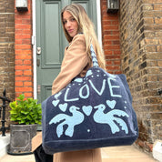 VELVET LOVE BAG- SAPPHIRE AND POWDER BLUE