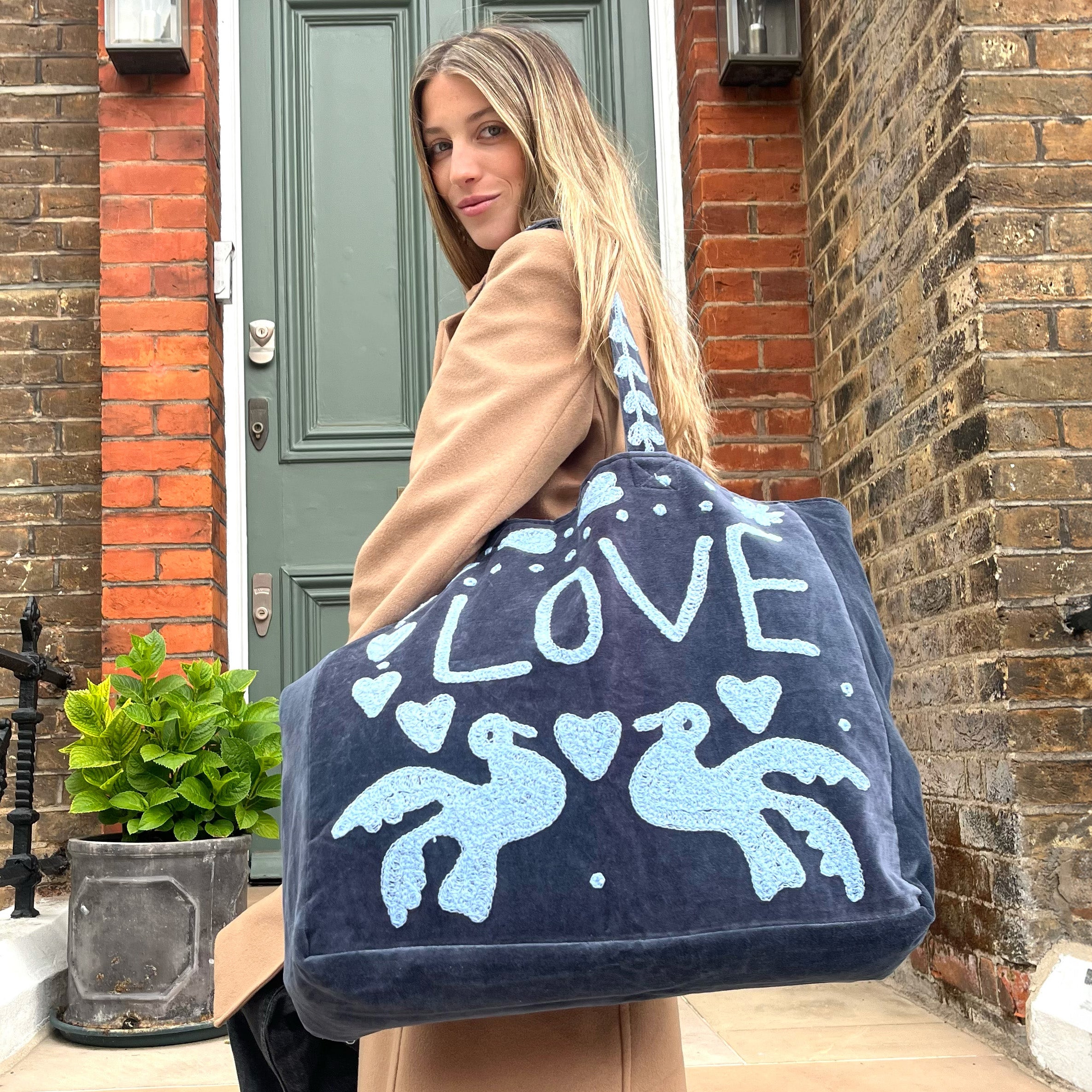 VELVET LOVE BAG- SAPPHIRE AND POWDER BLUE