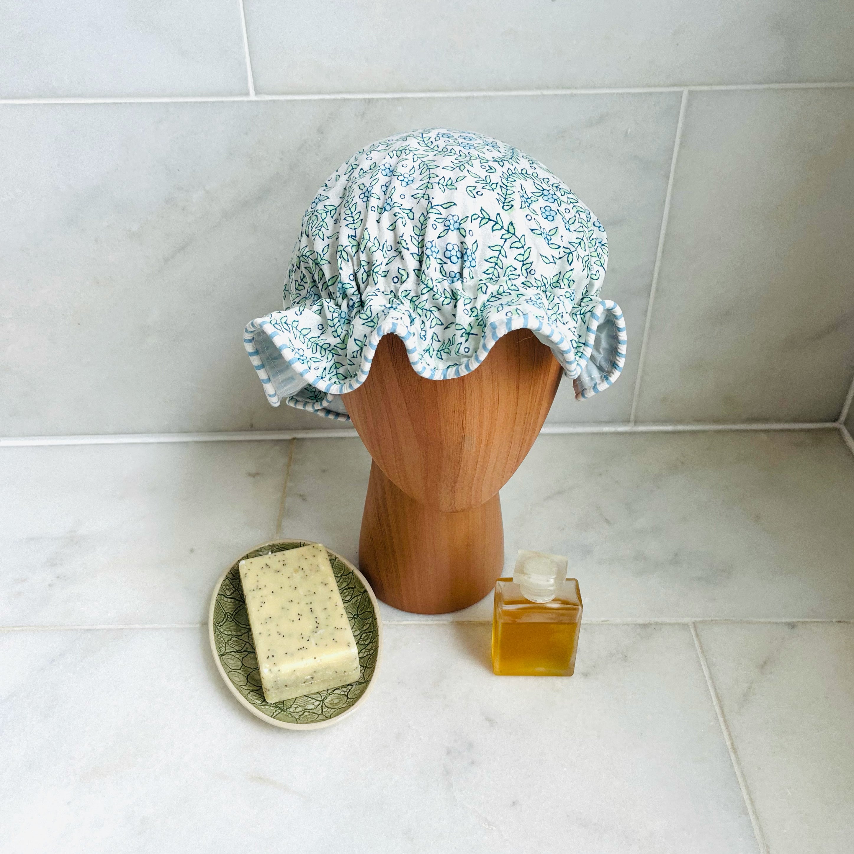 SHOWER CAP - BLUE DITSY