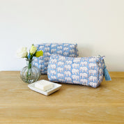 WASH BAG + MAKE UP POUCH SET - BLUE ELEPHANT