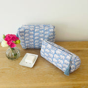 WASH BAG + MAKE UP POUCH SET - BLUE ELEPHANT
