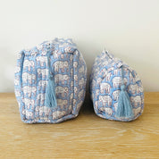 WASH BAG + MAKE UP POUCH SET - BLUE ELEPHANT