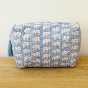 WASH BAG + MAKE UP POUCH SET - BLUE ELEPHANT