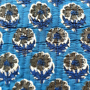 COTTON TOTE BAG -BLUE AND GREY FLOWER