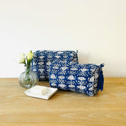 WASH BAG + MAKE UP POUCH SET - BLUE LOTUS