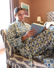 SIGNATURE COTTON ROBE - BLUE WILDFLOWERS