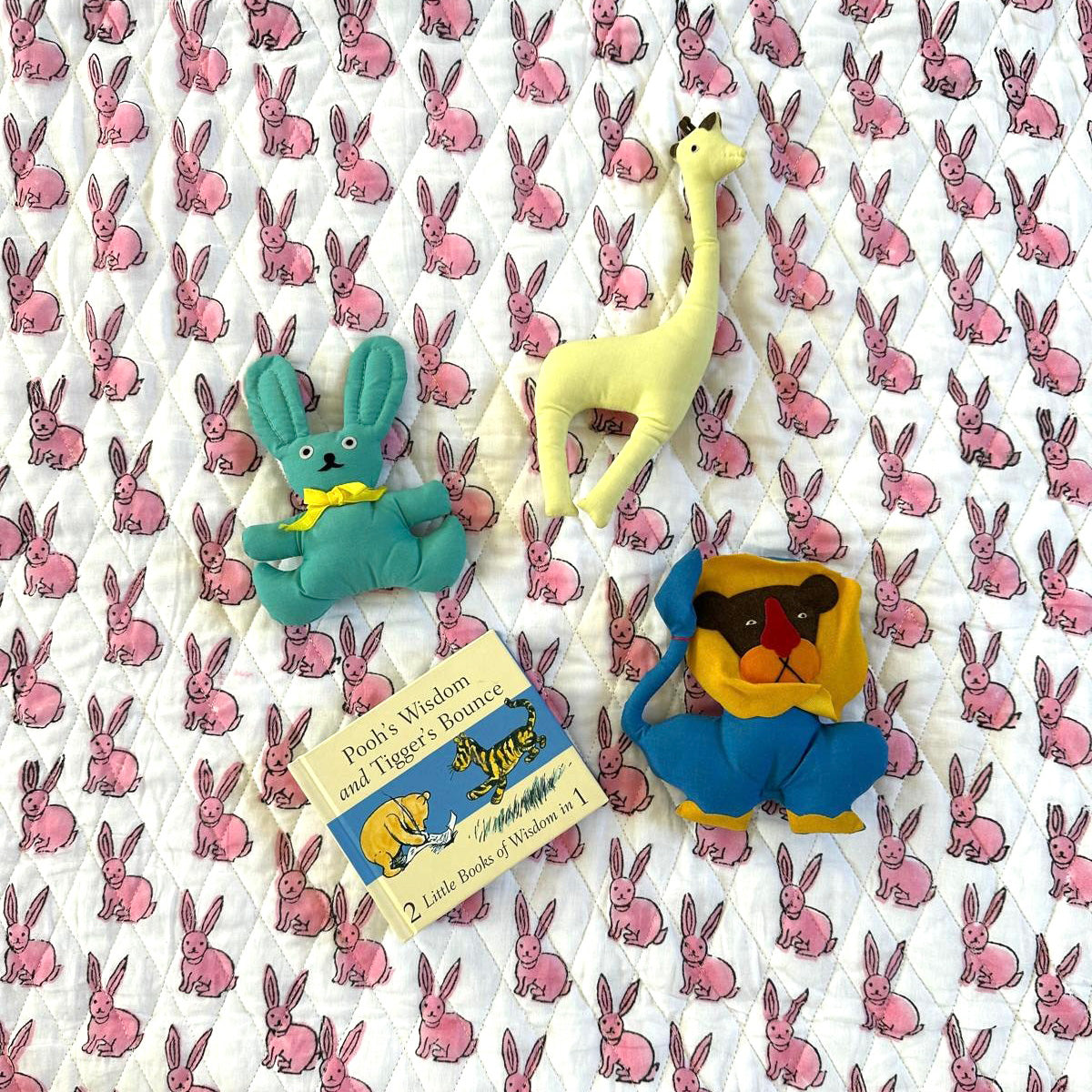 ORGANIC COTTON BABY QUILT - PINK BUNNY