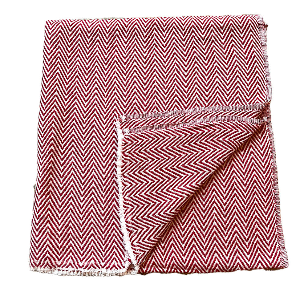 WOOL BLEND BLANKET - BURGUNDY
