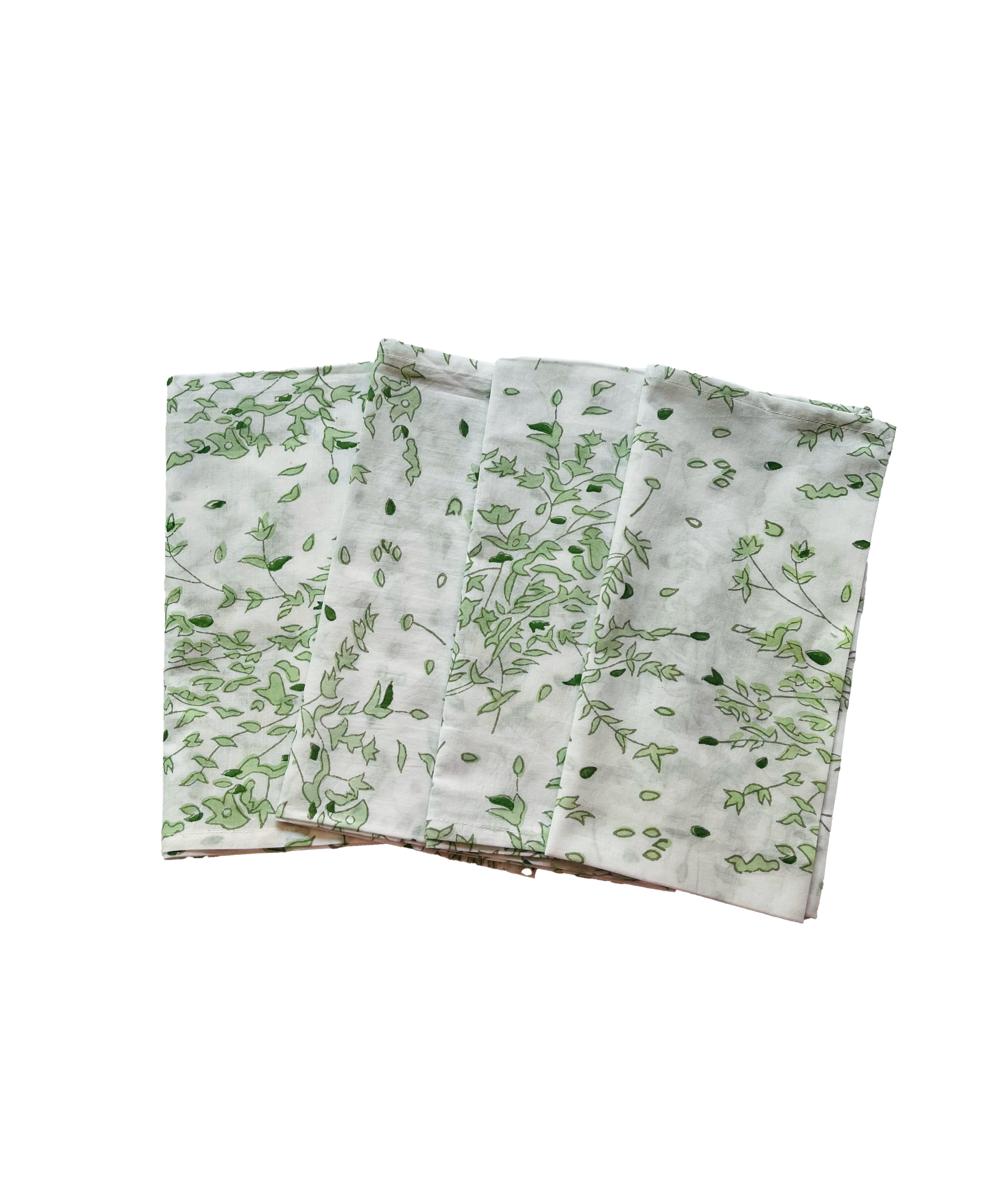 COTTON NAPKINS - GREEN SPRAY