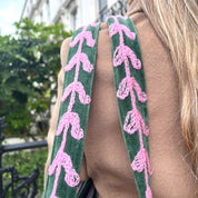 VELVET LOVE BAG- FOREST GREEN AND PINK