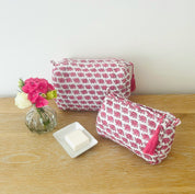 WASH BAG + MAKE UP POUCH SET - PINK ELEPHANT