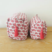 WASH BAG + MAKE UP POUCH SET - PINK ELEPHANT