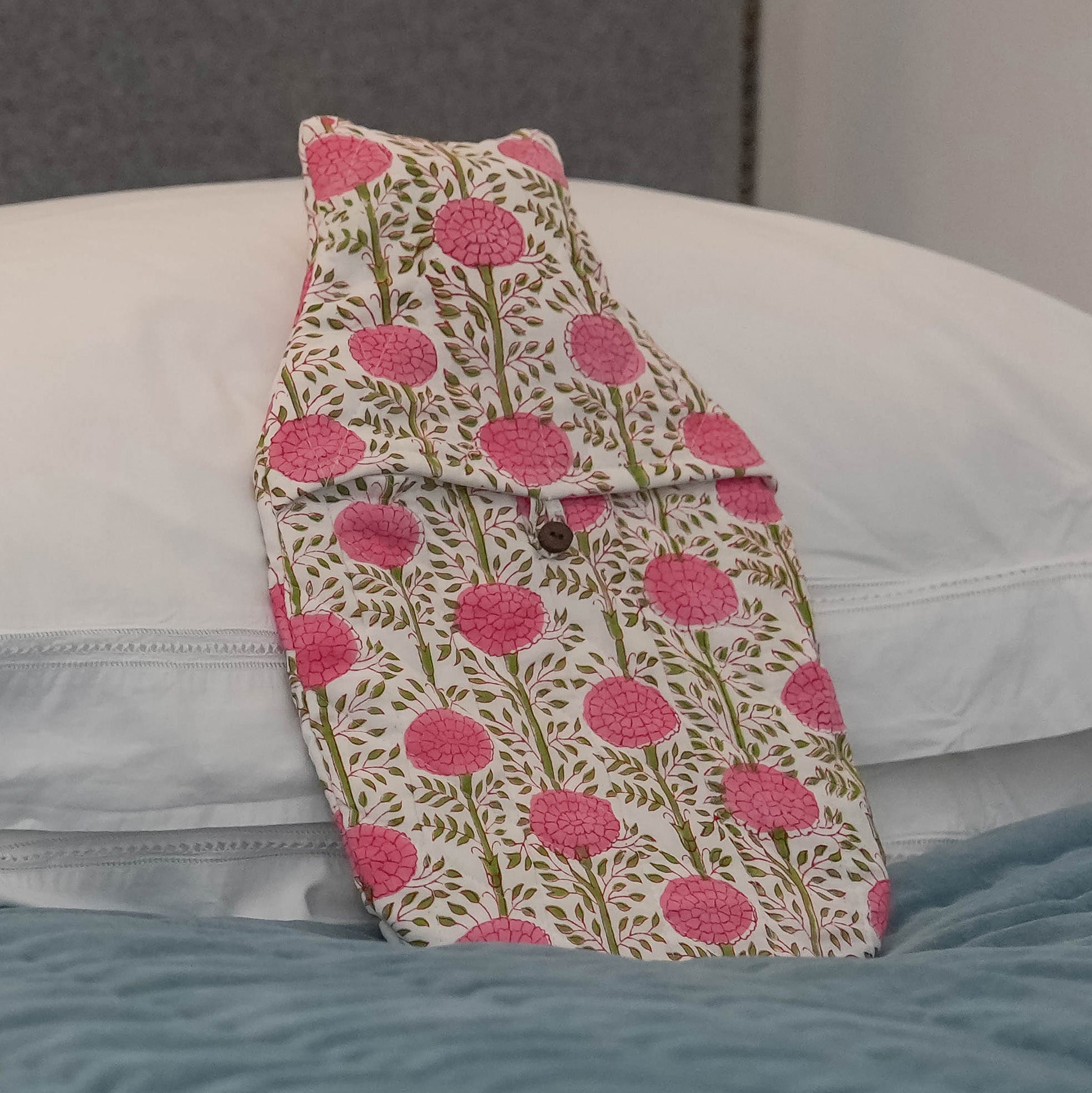 HOT WATER BOTTLE -  PINK MARIGOLD