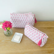 WASH BAG + MAKE UP POUCH SET - PINK FERN