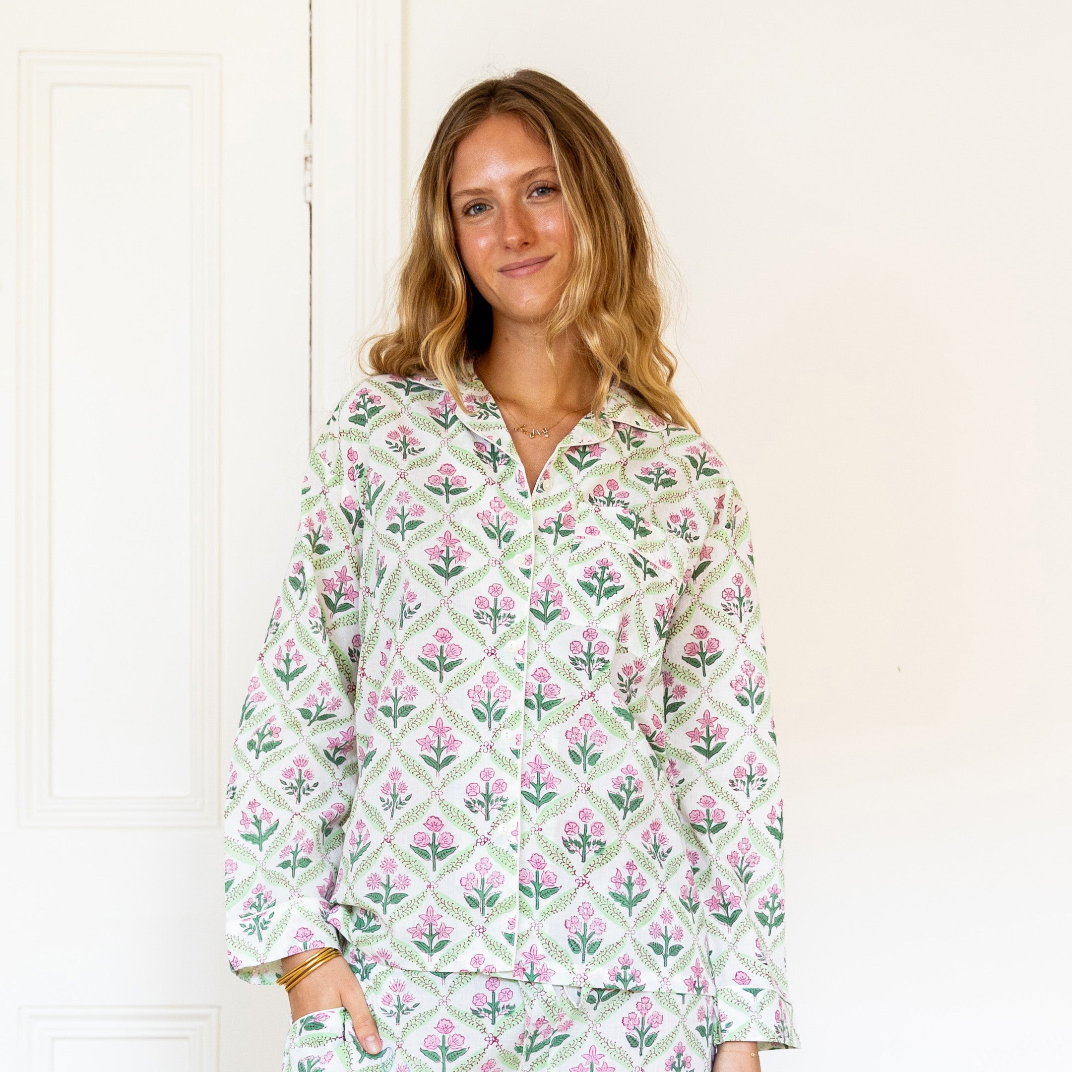 COTTON PYJAMAS - PINK TRELLIS