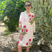 COTTON KAFTAN - RASPBERRY