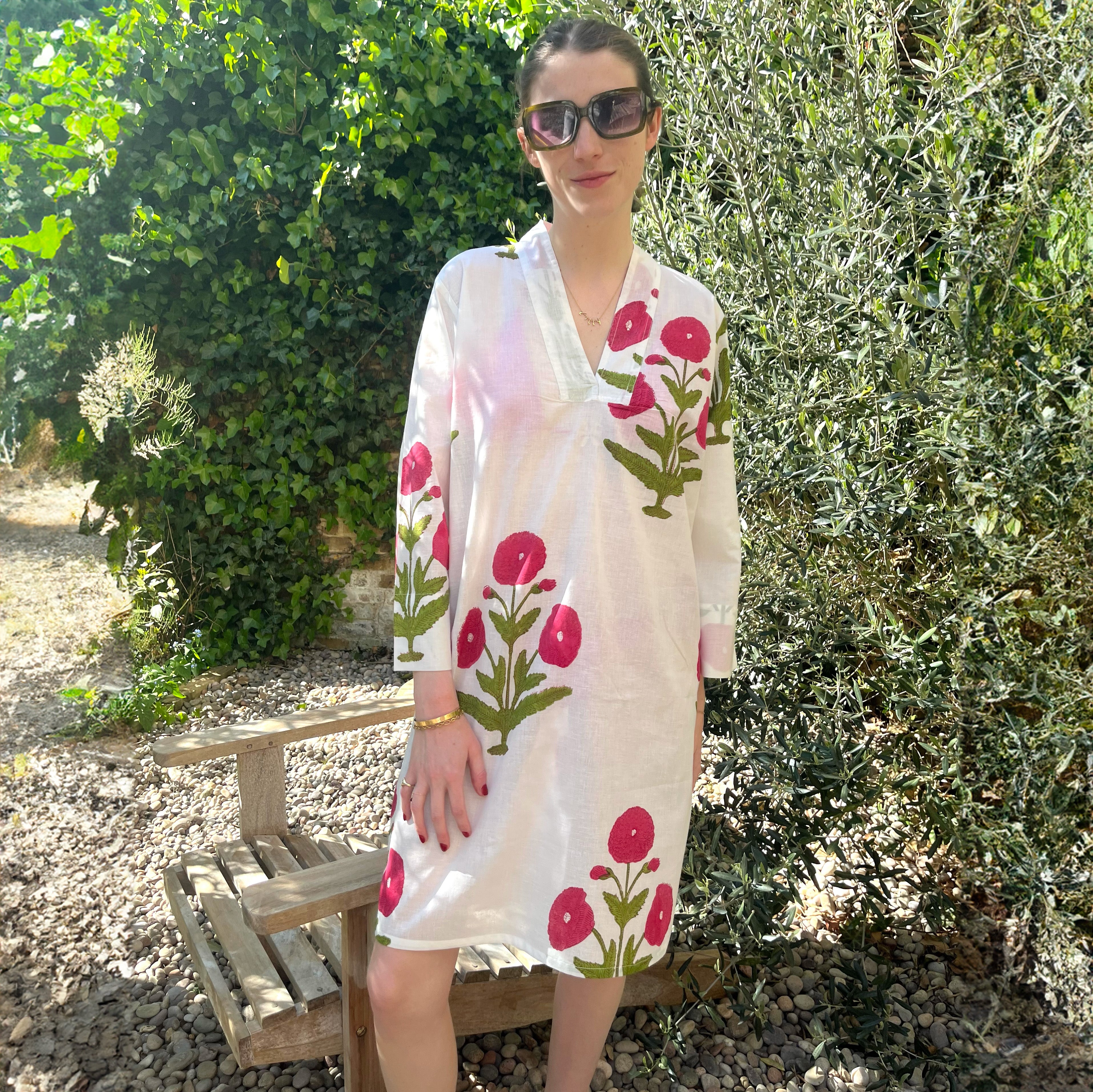 COTTON KAFTAN - RASPBERRY