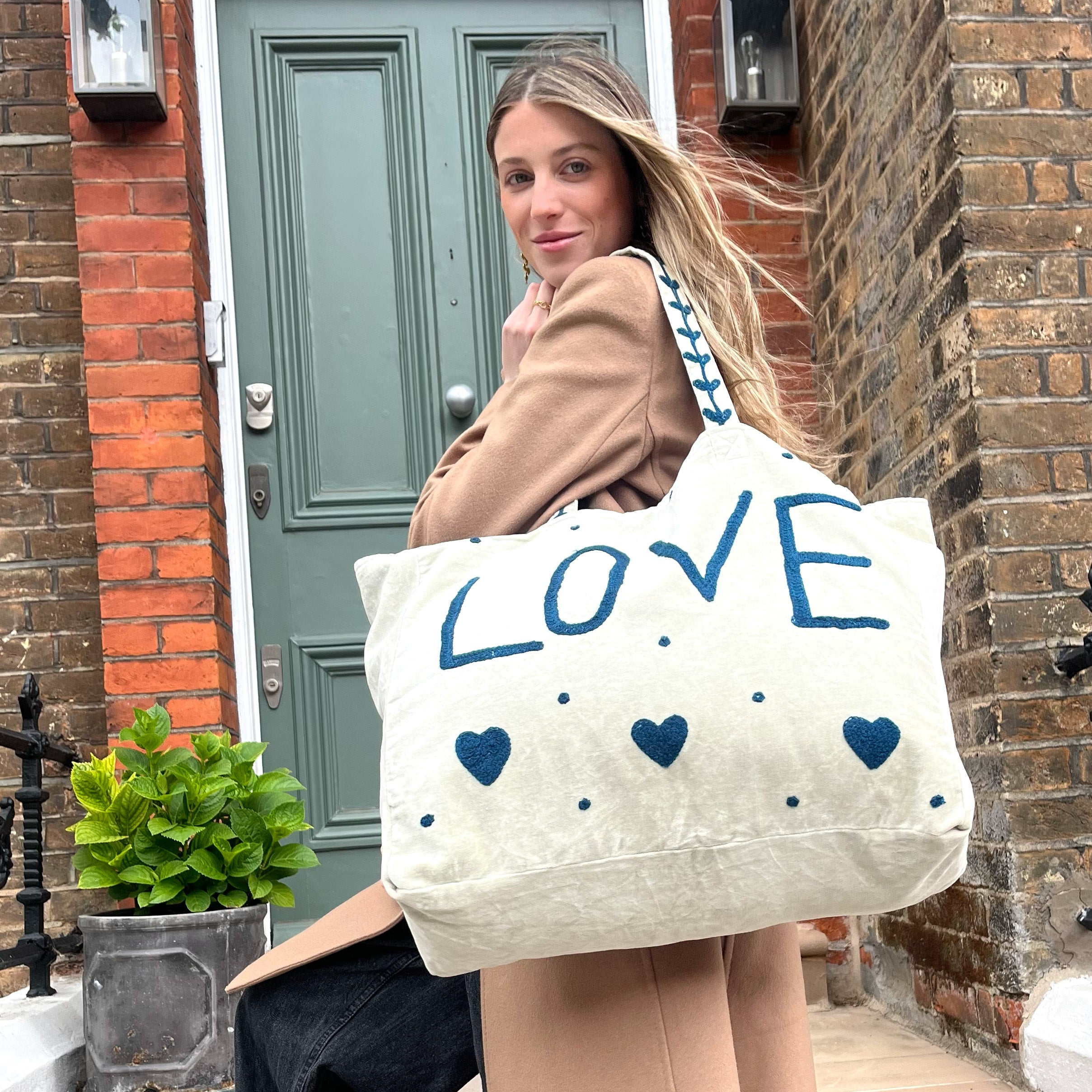 VELVET LOVE BAG- SAGE GREY AND BLUE