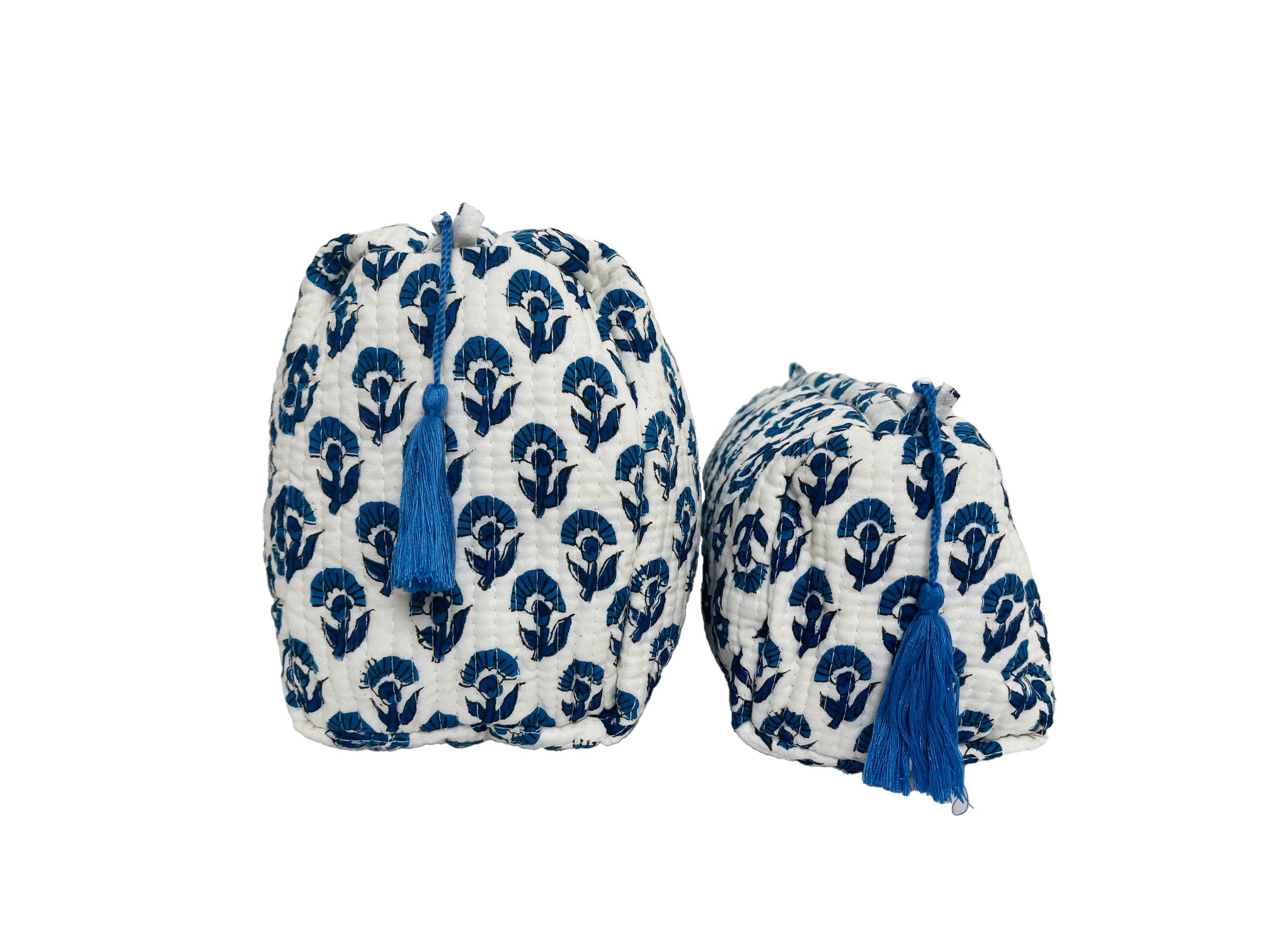 COTTON WASH BAG - BLUE BUTHI