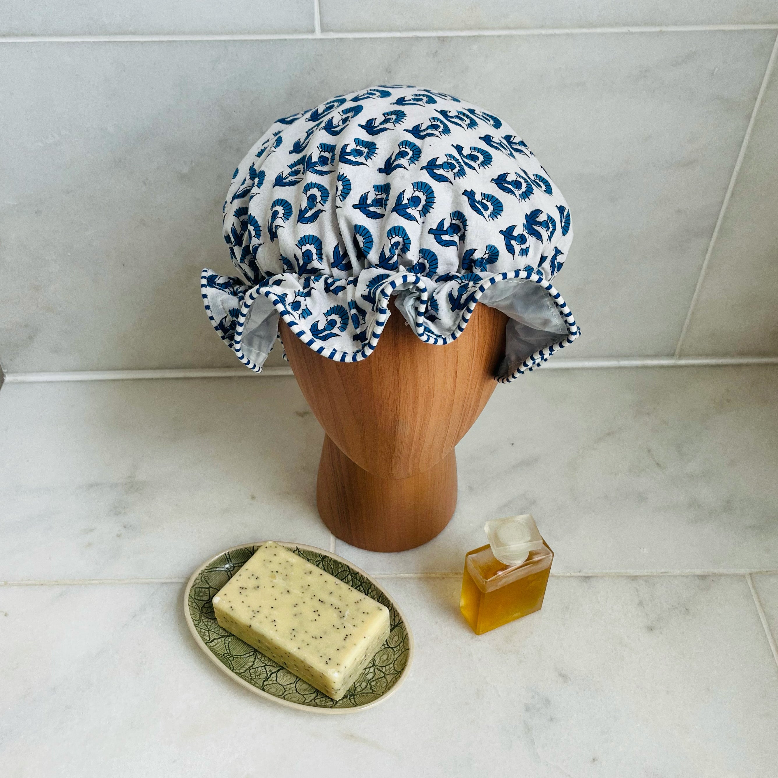 SHOWER CAP - BLUE BUTI